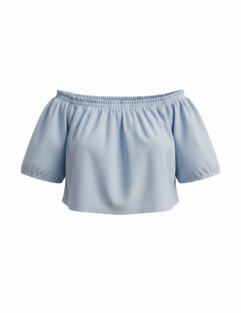 Off-shoulder top in light blue