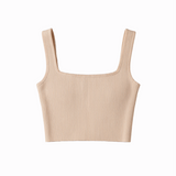 Knit crop tank in beige