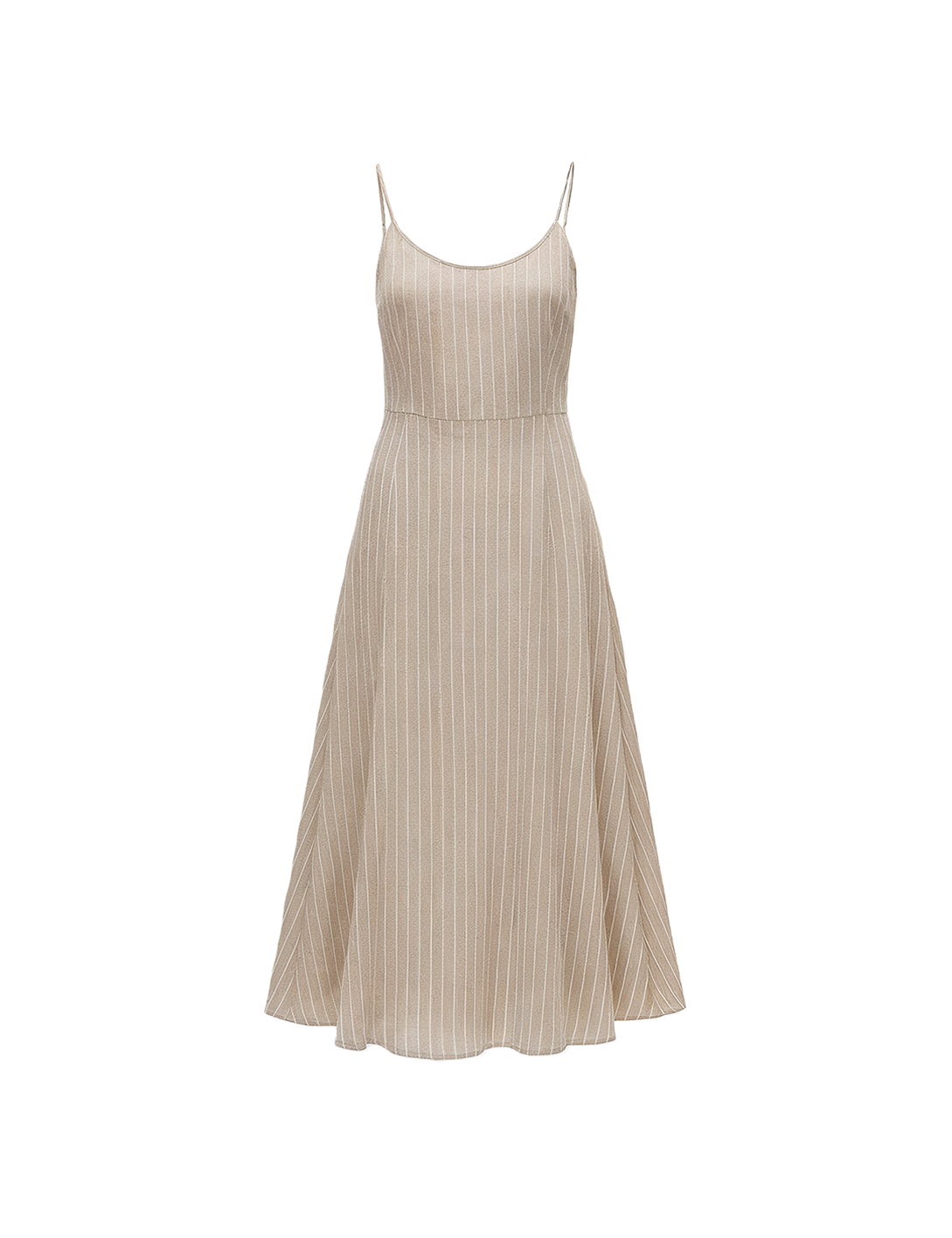Striped tank dress in beige