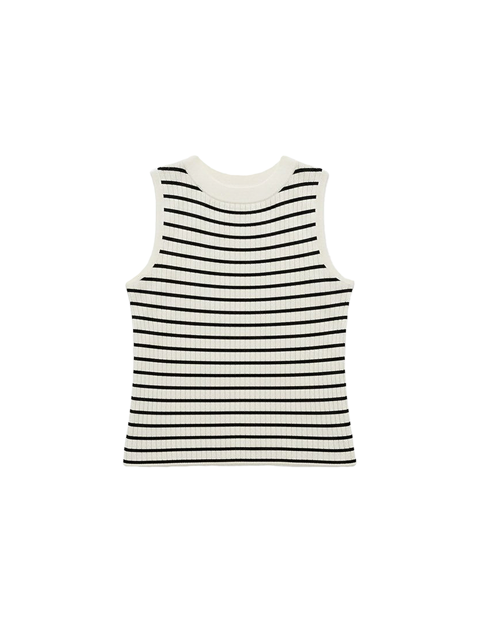 Striped knit vest in black