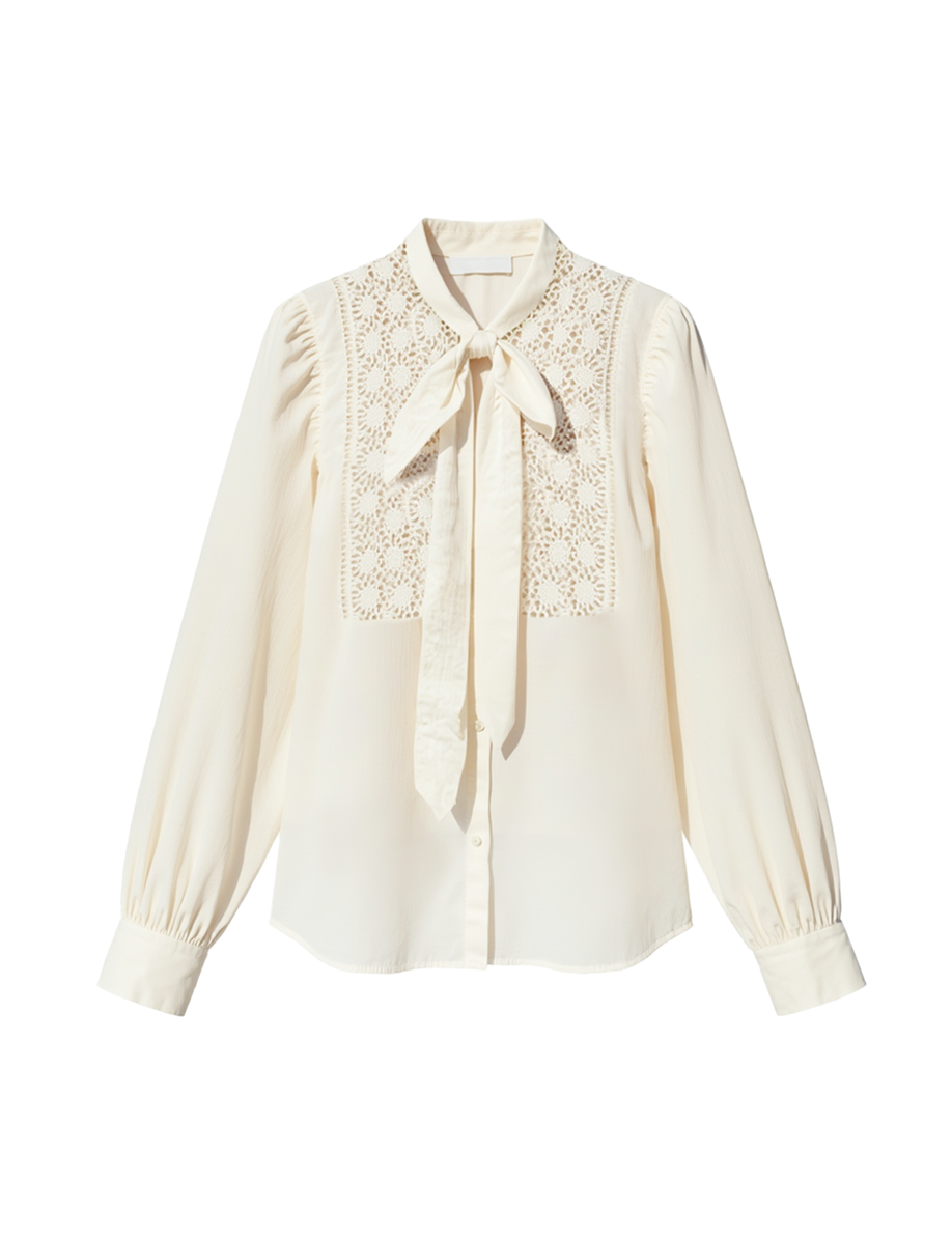 Front-tie blouse in ivory