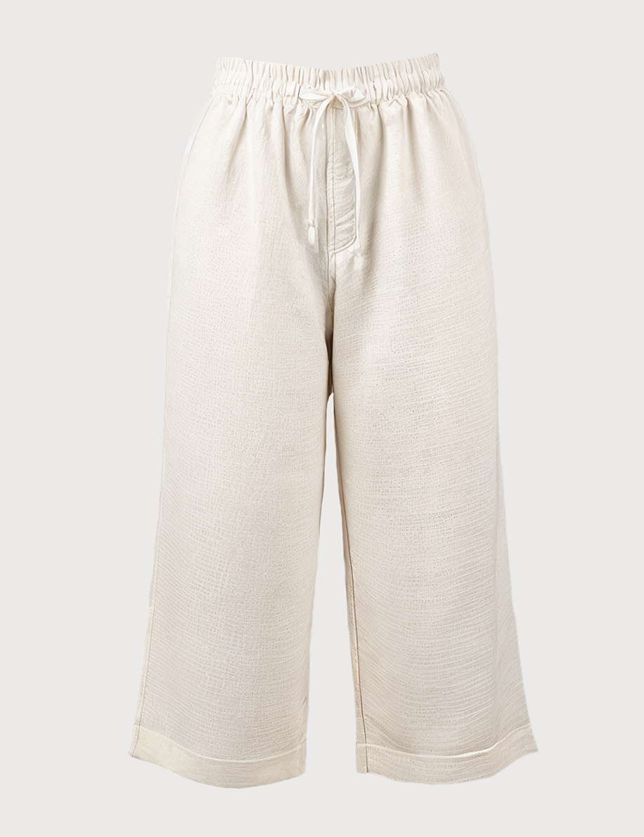 Linen crop pant in ivory