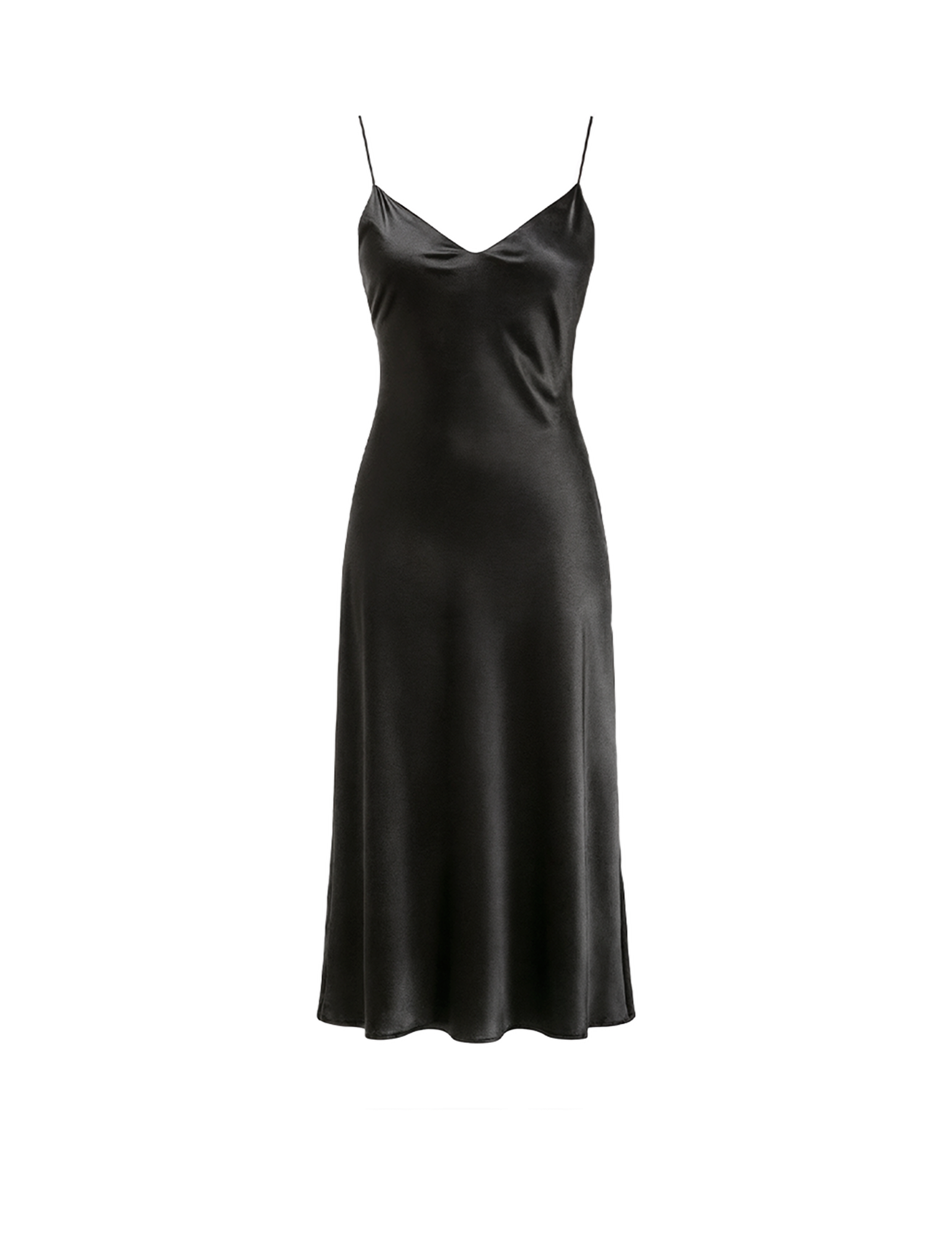 V-neck slip dress in black