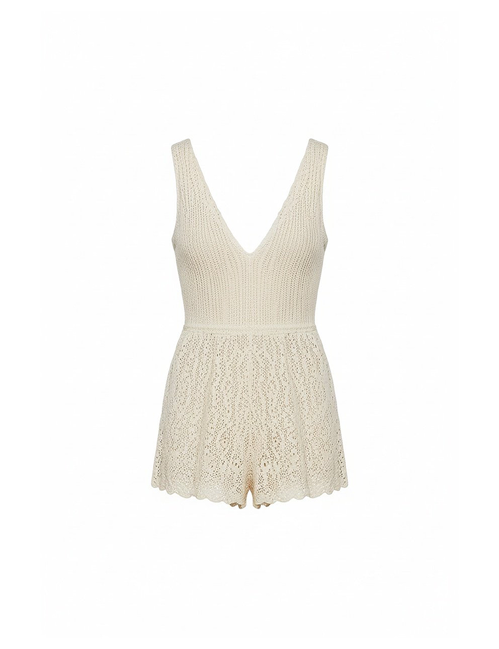 Crochet romper in beige