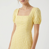 Eyelet dress in yellow