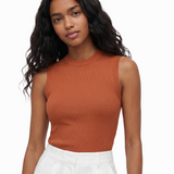 Knit sleeveless top in burnt orange