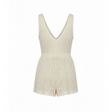 Crochet romper in beige