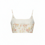 Floral crop tank in ivory