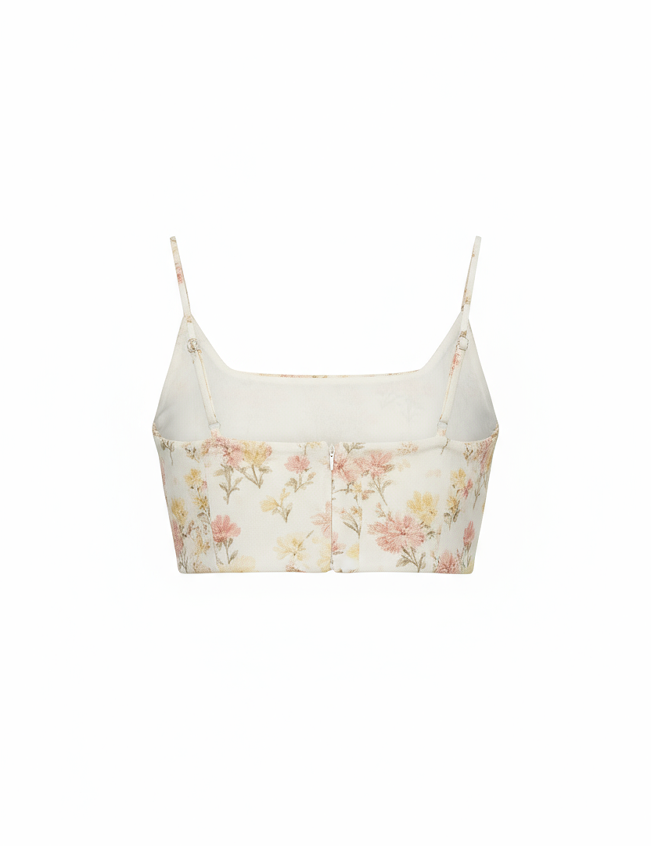 Floral crop tank in ivory