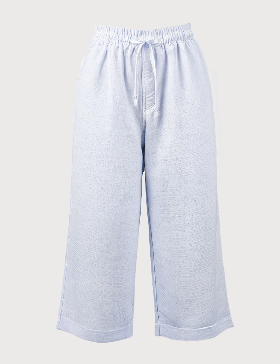 Linen crop pant in light blue