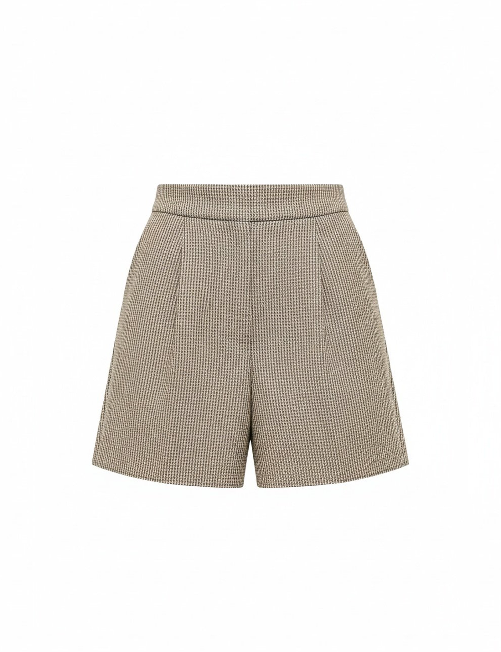 Front pleat shorts in tan