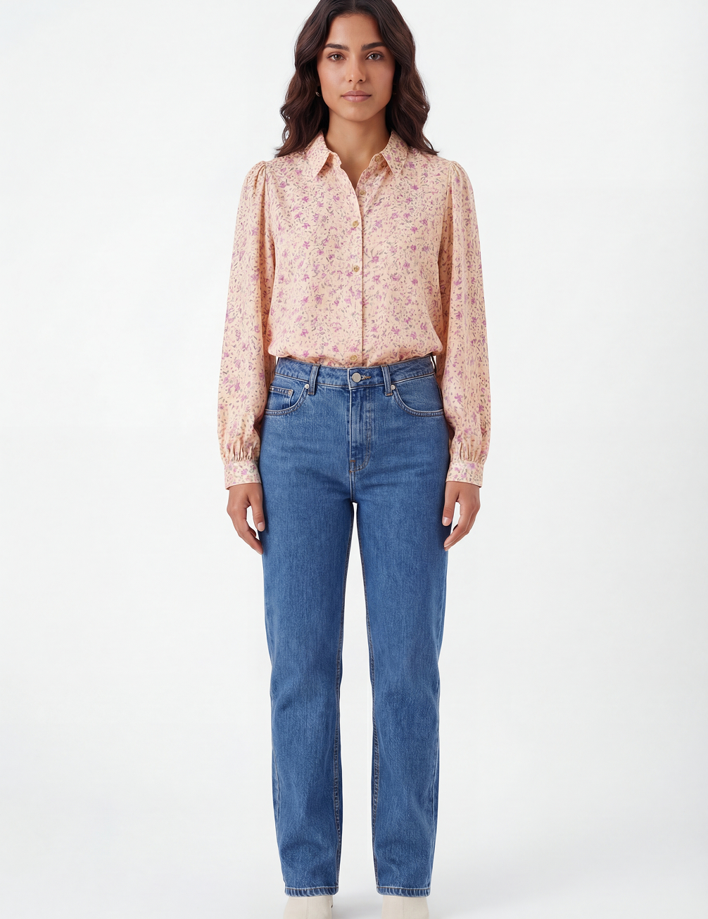 Floral blouse in peach