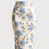 Floral pencil skirt in light blue