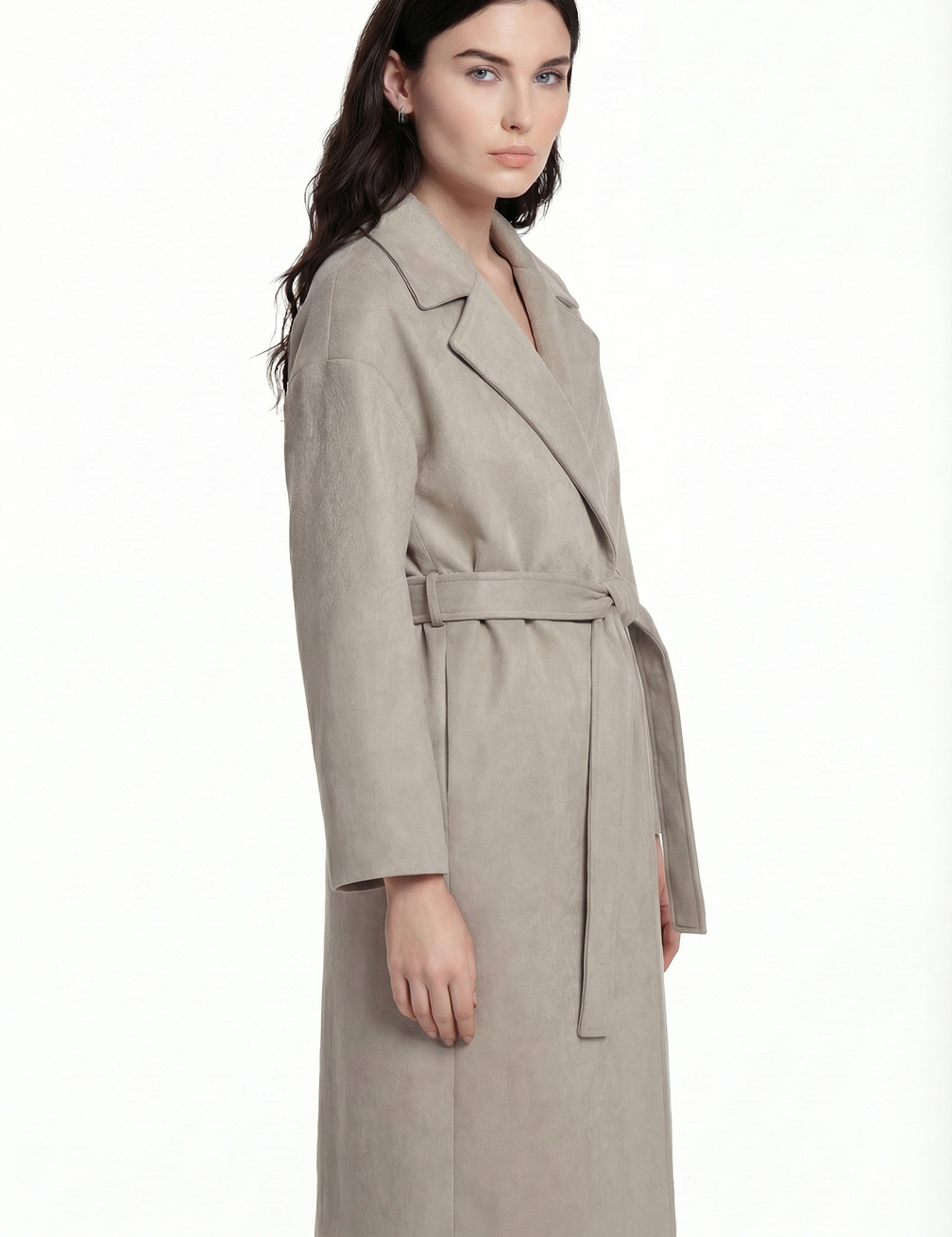 Wool wrap coat in gray