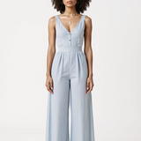 Striped jumpsuit in light blue