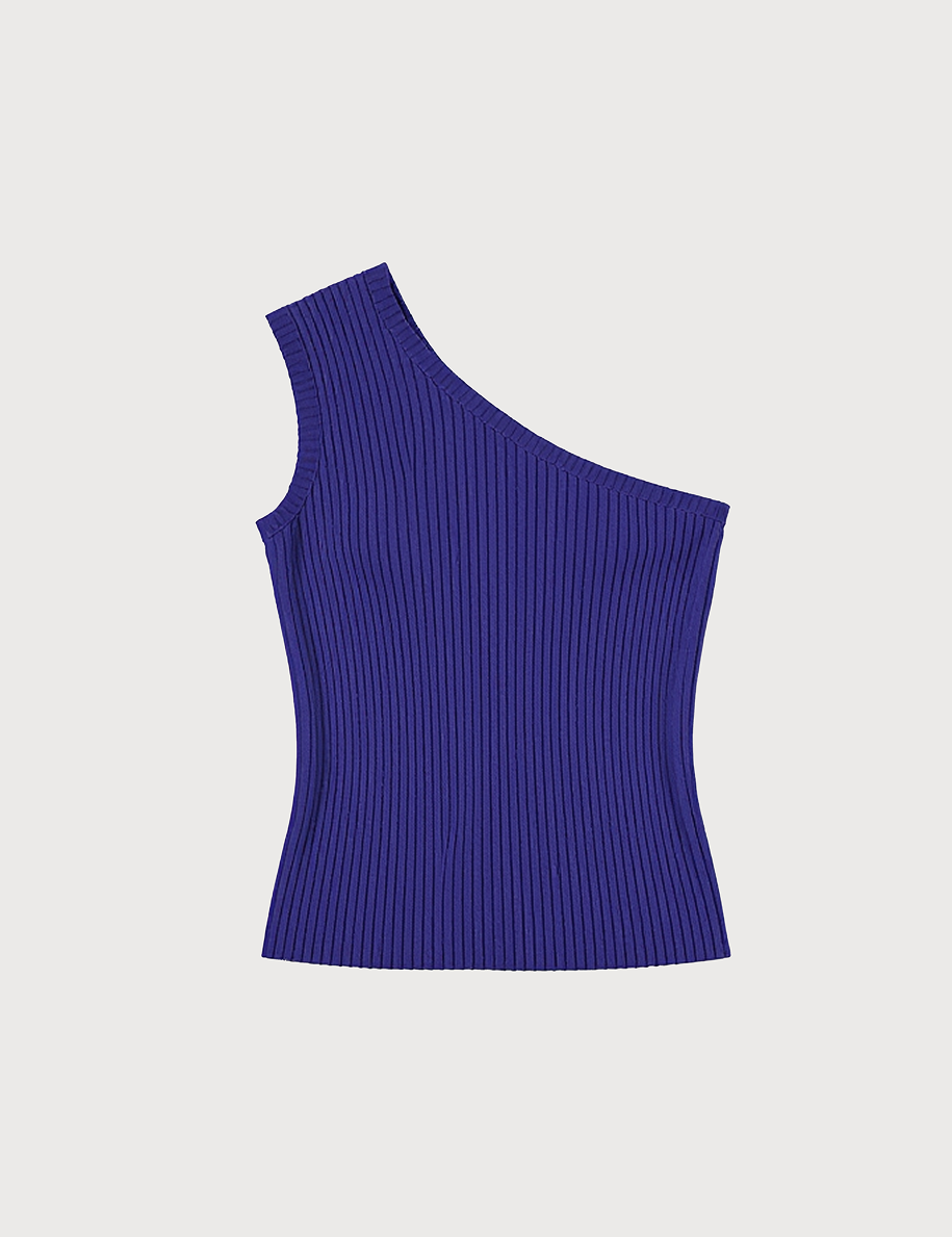 Knit asymmetrical top in navy