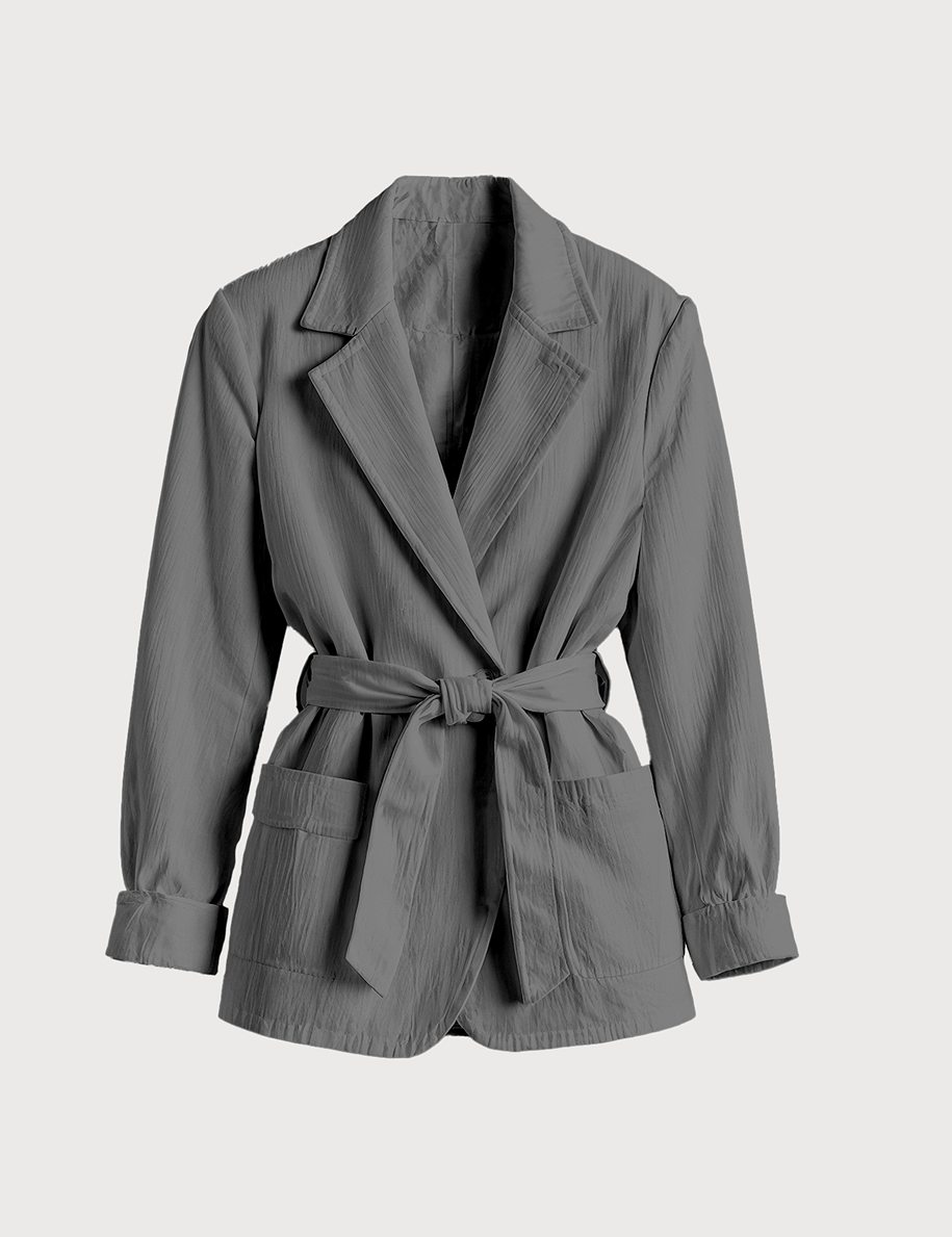 Linen wrap jacket in gray