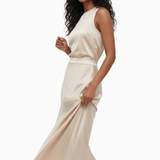 Silk bias skirt in ivory