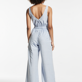Striped jumpsuit in light blue
