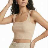 Knit crop tank in beige