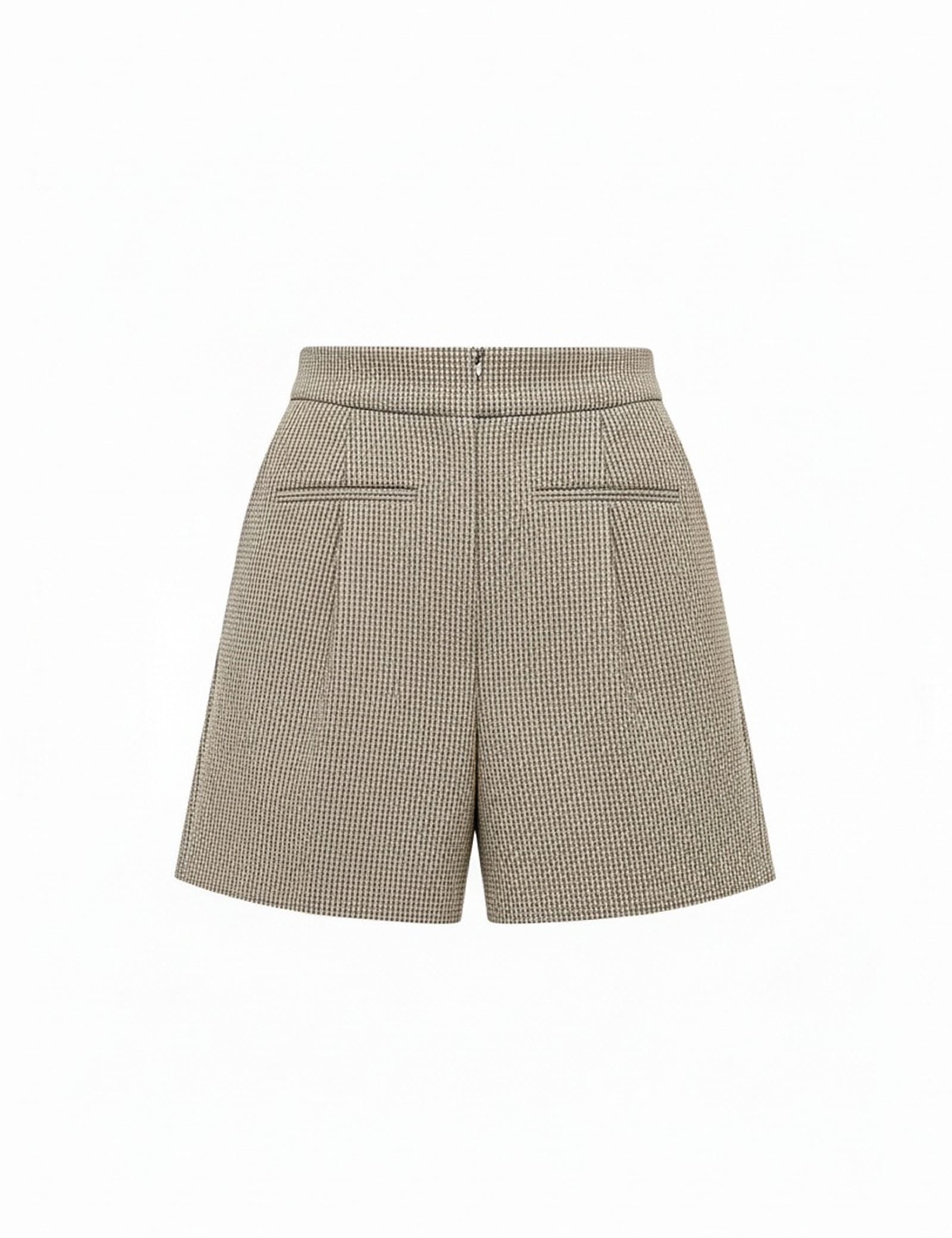 Front pleat shorts in tan