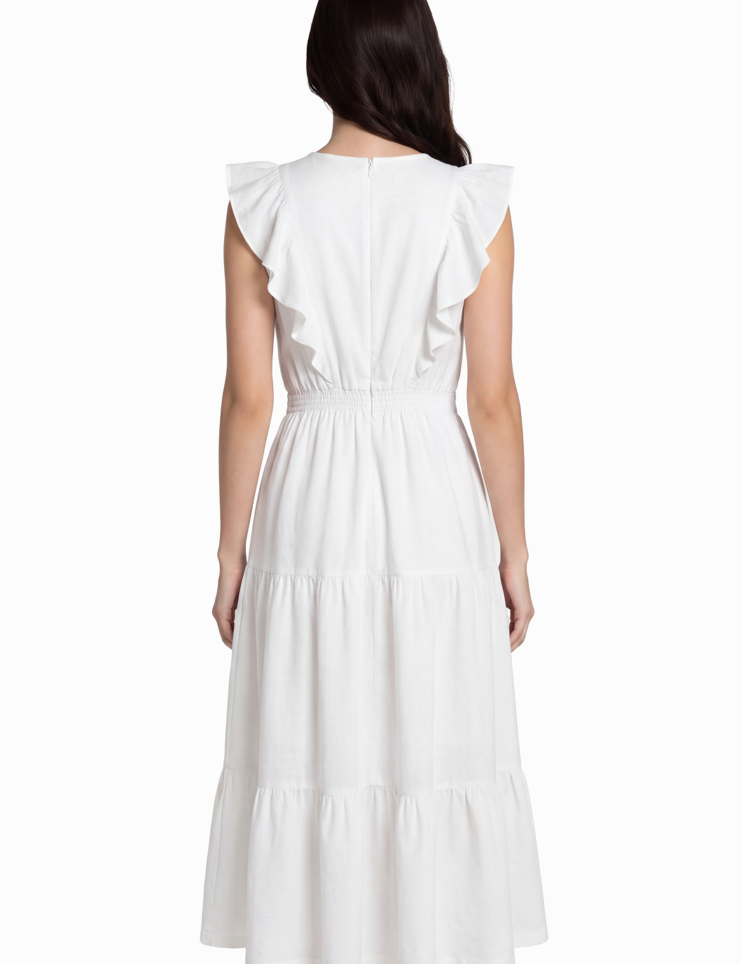 Ruffle mini dress in white