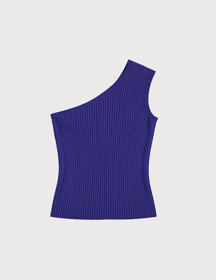 Knit asymmetrical top in navy