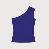 Knit asymmetrical top in navy