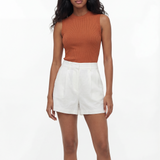 Knit sleeveless top in burnt orange