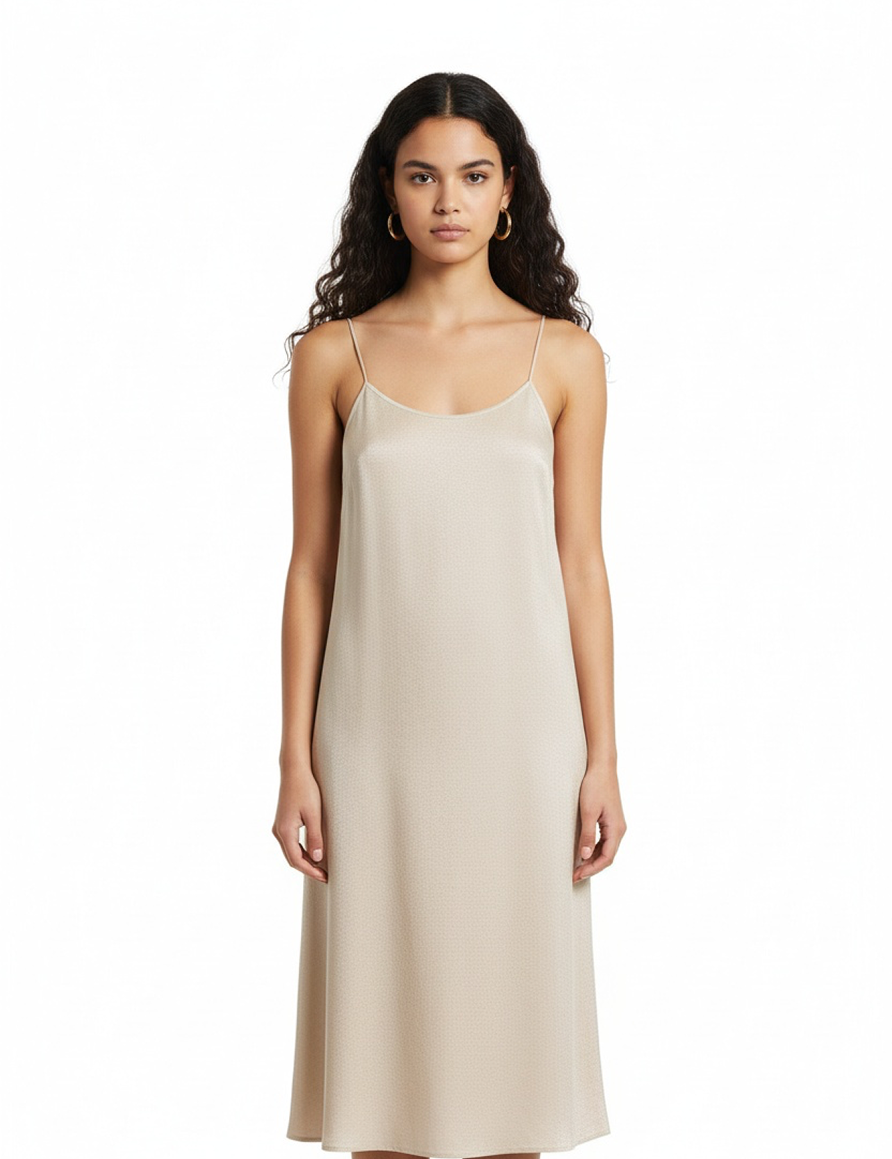 Classic silk slip dress in ivory
