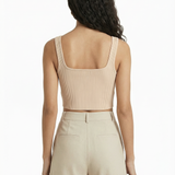 Knit crop tank in beige