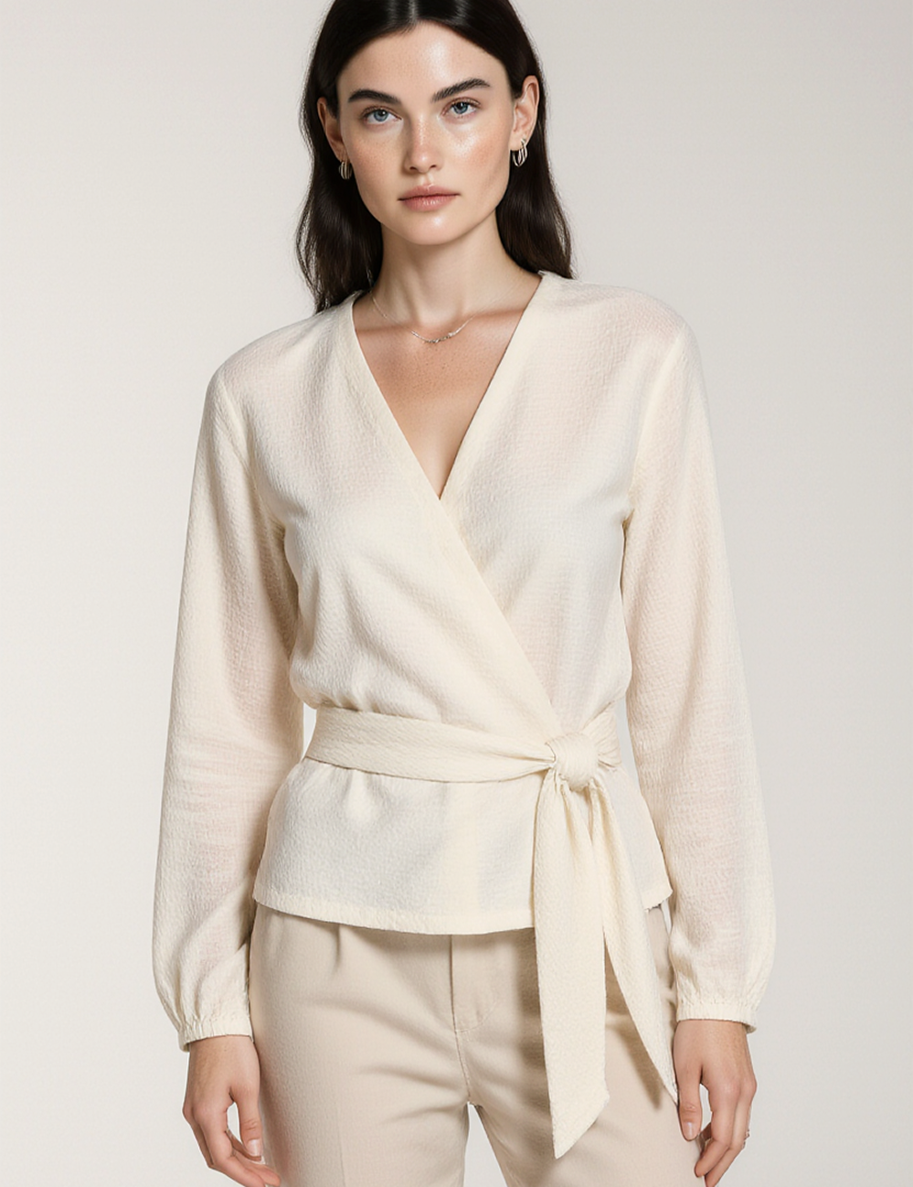 Wrap blouse in ivory