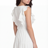 Ruffle mini dress in white