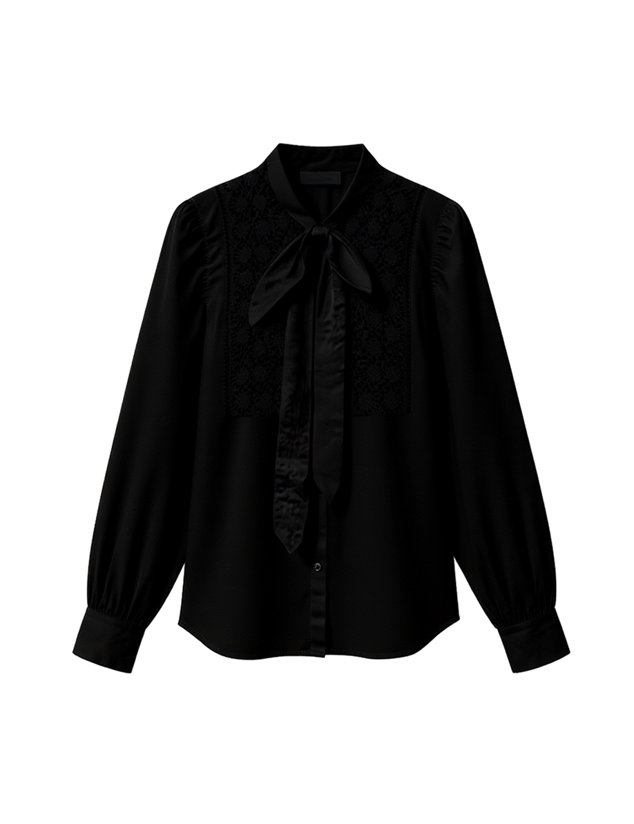 Front-tie blouse in black