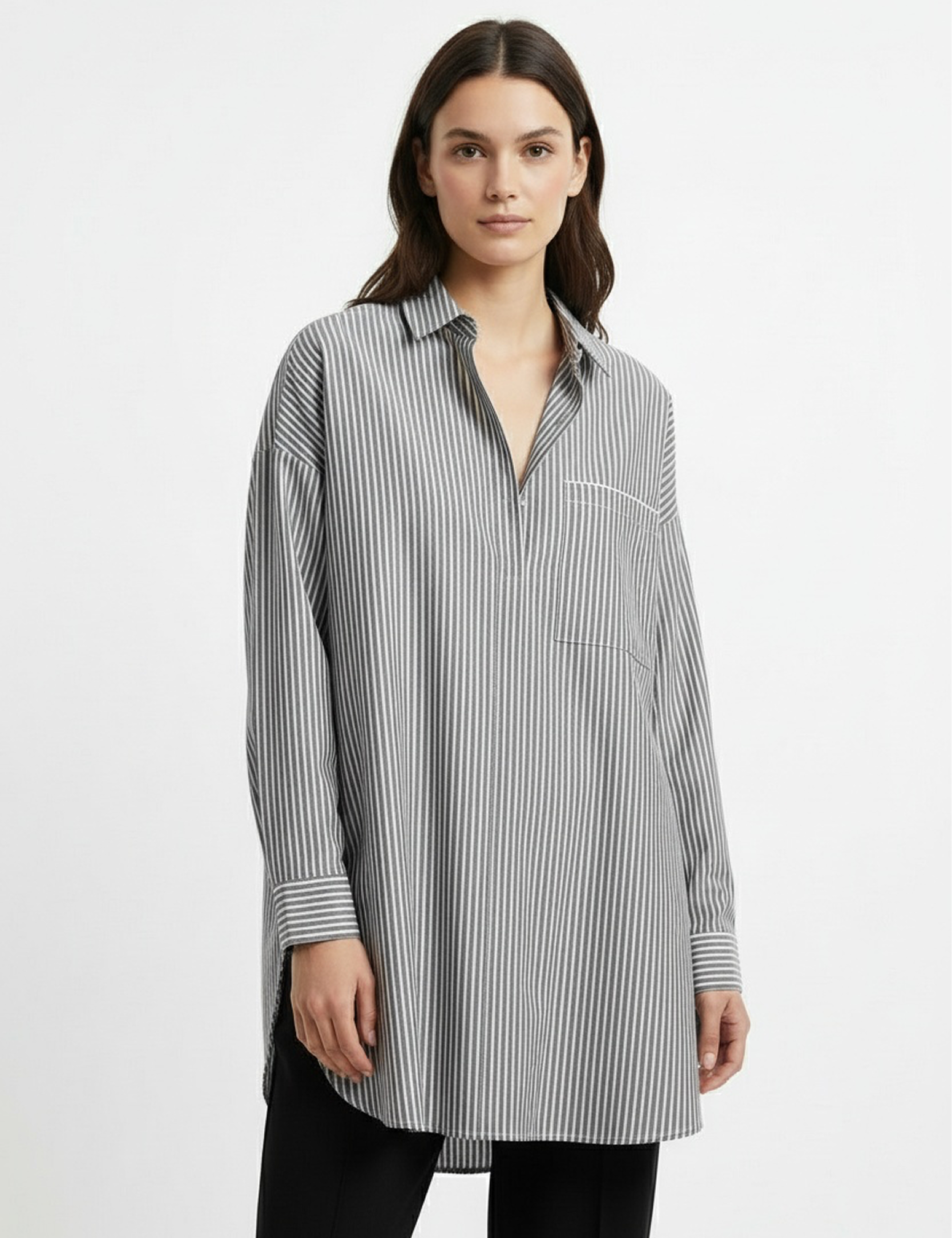 Striped tunic in black