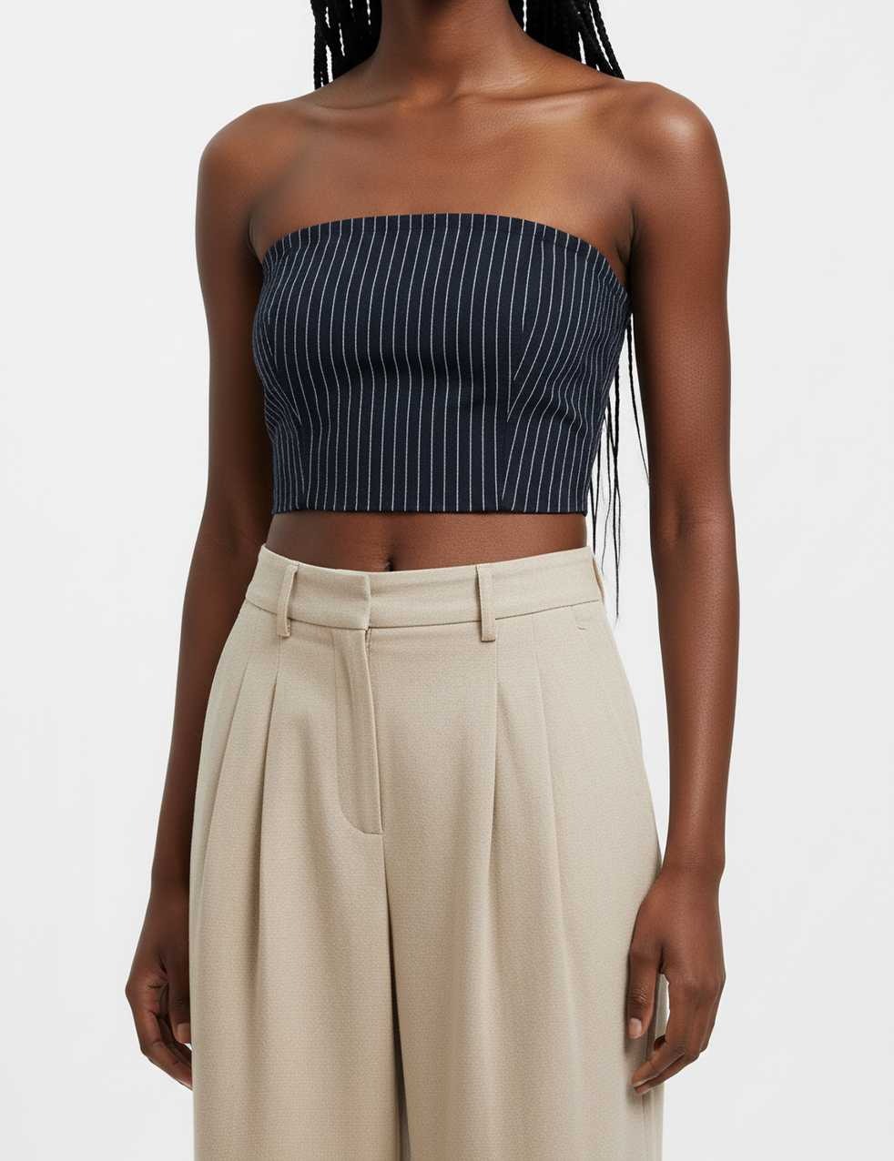 Strapless bustier in stripes