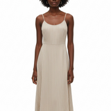 Striped tank dress in beige