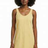 Scalloped mini dress in butter