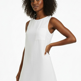 Linen shift dress in white