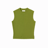 Knit sleeveless top in olive