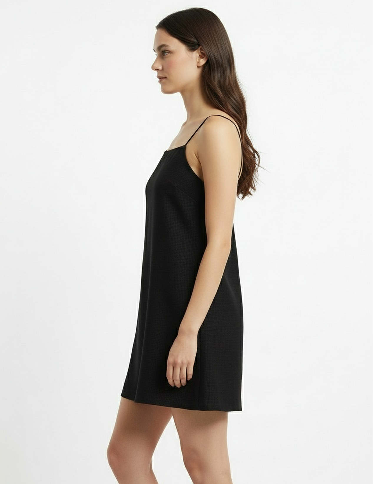 Linen tank dress in black