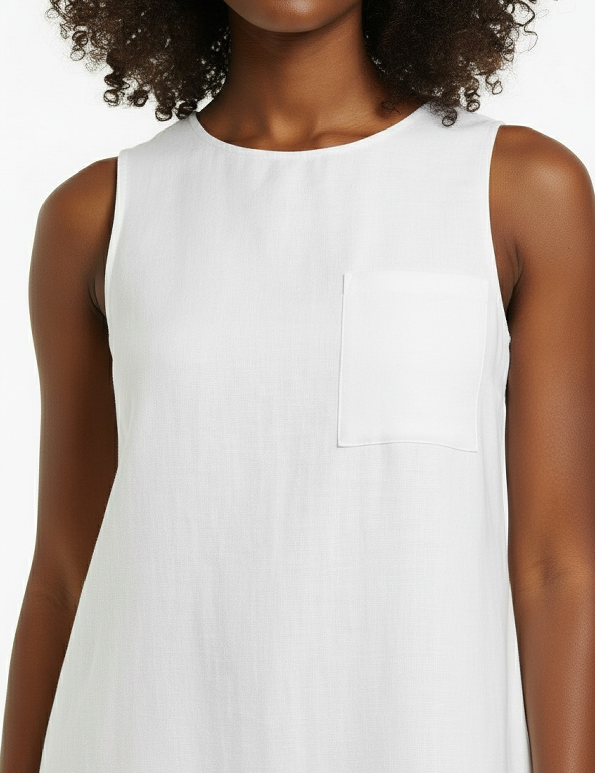 Linen shift dress in white