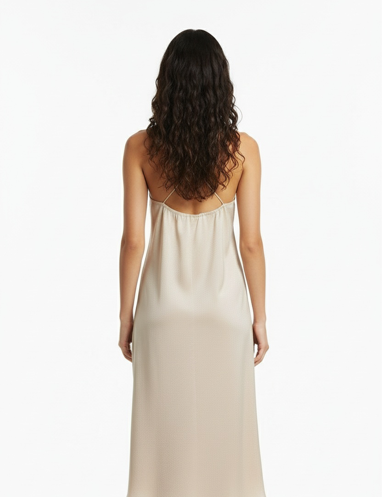Classic silk slip dress in ivory