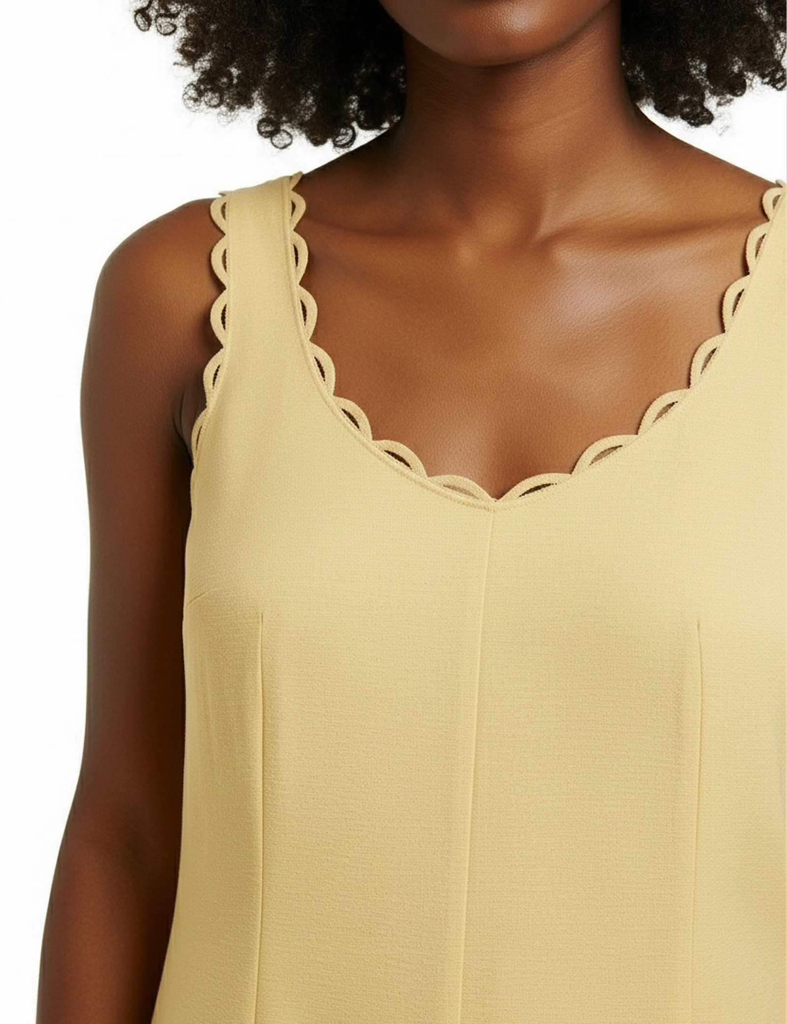 Scalloped mini dress in butter