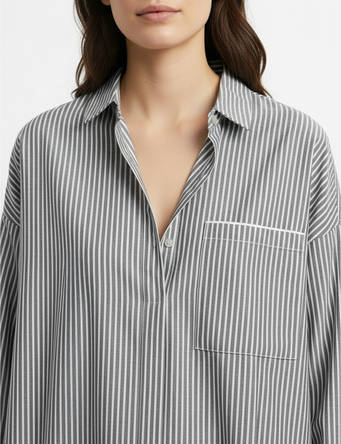 Striped tunic in black