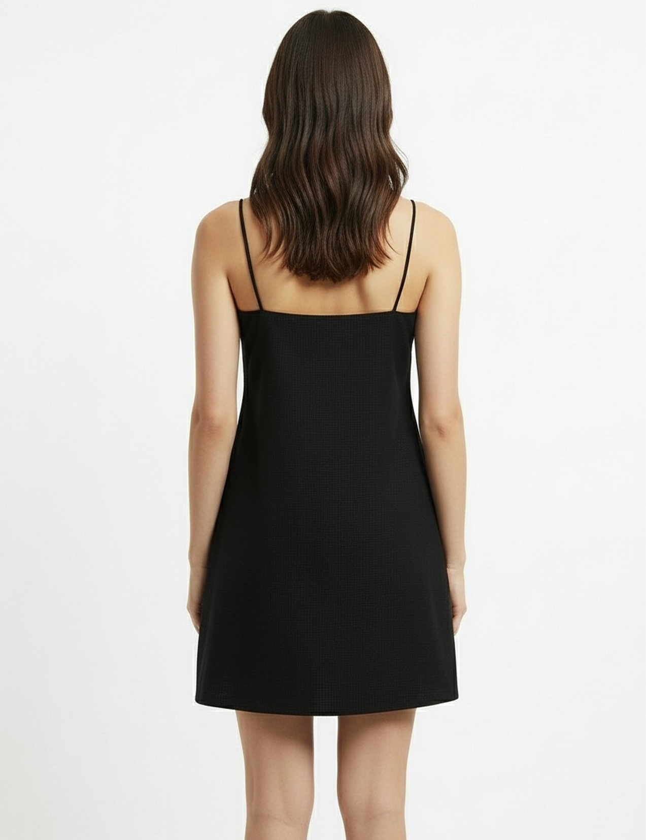 Linen tank dress in black