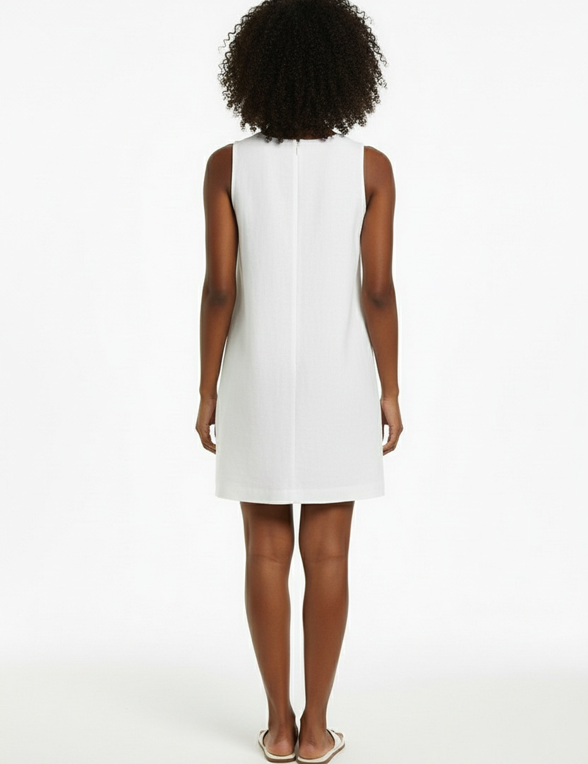 Linen shift dress in white