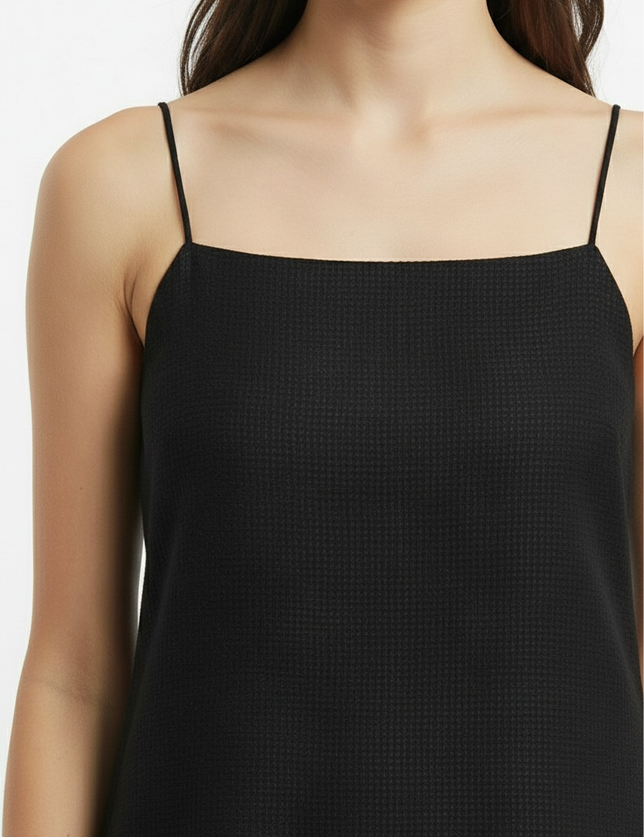 Linen tank dress in black