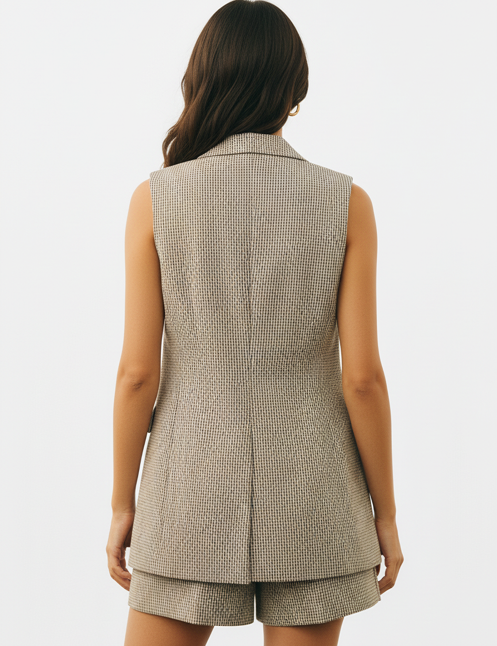 Oversized suit vest in tan