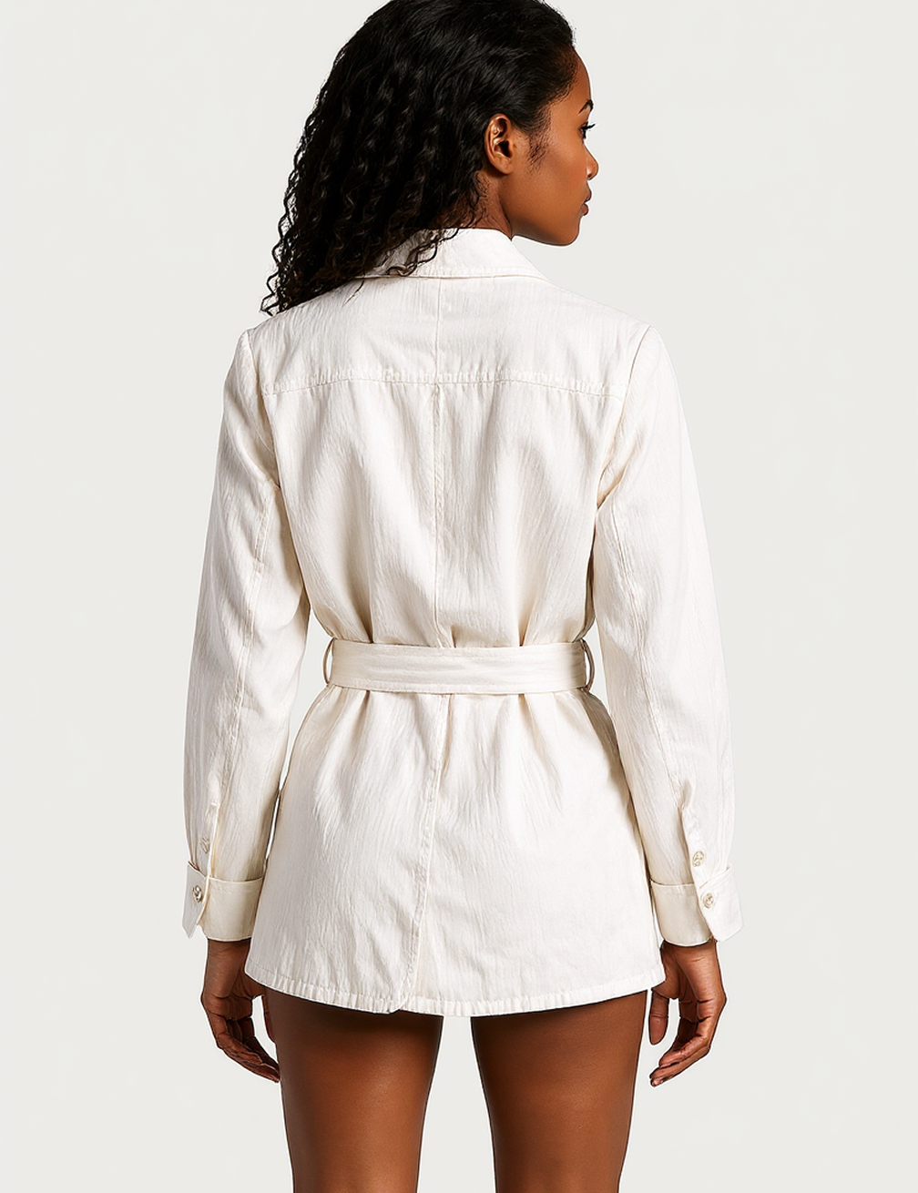 Linen wrap jacket in white